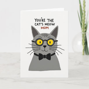 Carte d'illustration pour les mamans, le chat miau