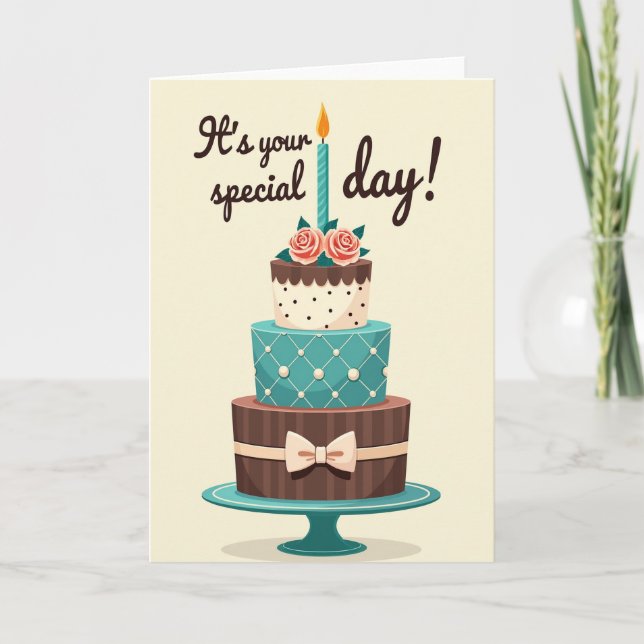 Carte d'image de dessert d'anniversaire floral (Devant)