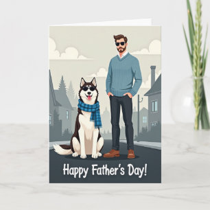 Carte d'image de la fête des pères avec un chien c