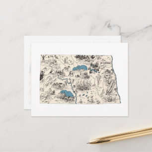 Carte d'image Vintage du Dakota du Nord Antique