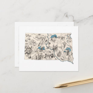 Carte d'image Vintage du Dakota du Sud Antique