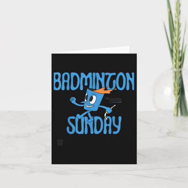 Carte Dimanche Badminton Raquette Navette Jeu Jouer  (Devant)