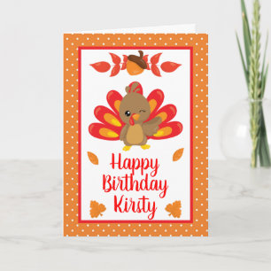 Carte Dinde amusante anniversaire de Thanksgiving