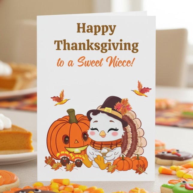Carte Dinde bébé et citrouille de Thanksgiving pour nièc (Créateur téléchargé)