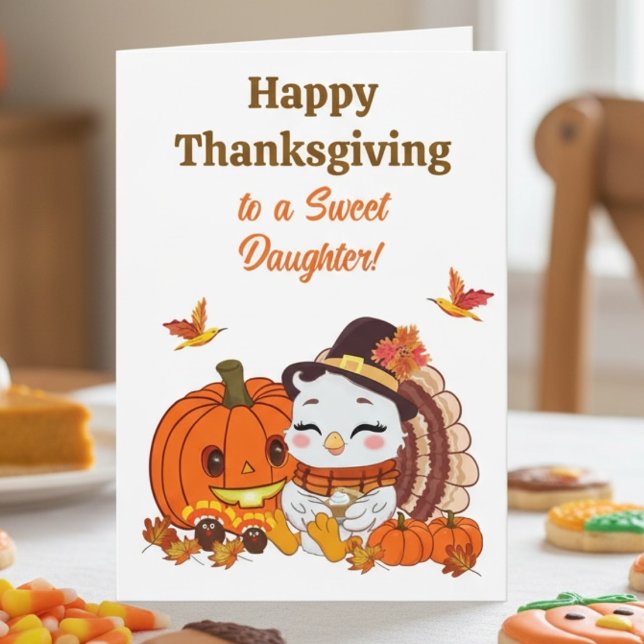 Carte Dinde bébé fille et Thanksgiving de citrouille  (Créateur téléchargé)