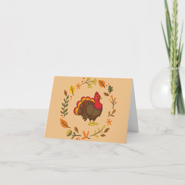 Carte Dinde de dessin animé mignonne | Personnaliser  (Devant)