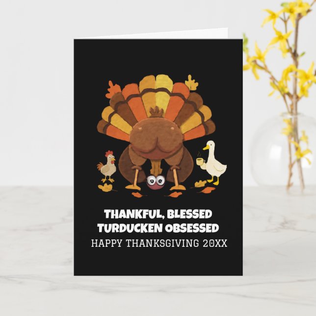 Carte Dinde de Noël drôle de Thanksgiving (Fleur jaune)