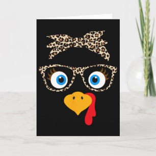 Carte Dinde de Thanksgiving à imprimé léopard pour femme