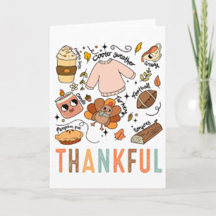 Carte Dinde de Thanksgiving Automne Reconnaissant Graphi