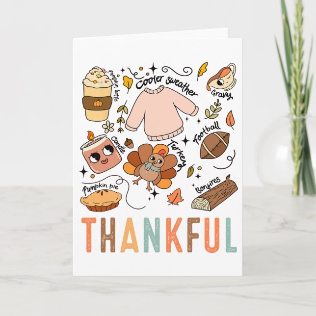 Carte Dinde de Thanksgiving Automne Reconnaissant Graphi (Devant)