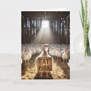 Carte Dinde de Thanksgiving avec un panneau "Mangez du p