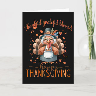 Carte Dinde de Thanksgiving Bénie Reconnaissant Grateux