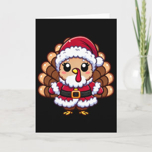 Carte Dinde de Thanksgiving déguisée en Père Noël Humour