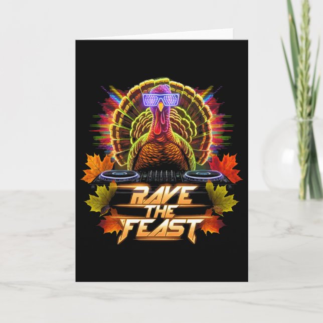Carte Dinde de Thanksgiving Dj Pilgrim Rave The Feast  (Devant)
