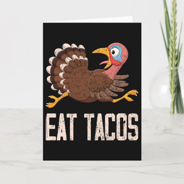 Carte Dinde de Thanksgiving drôle mange des tacos  (Devant)