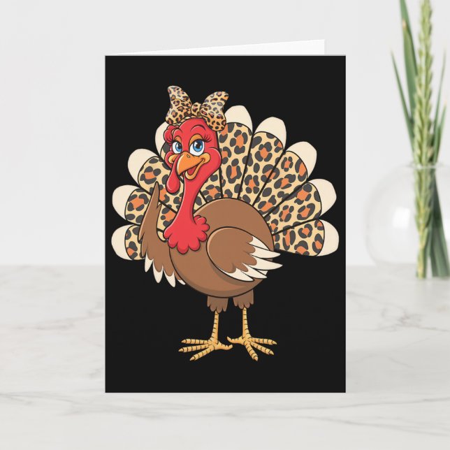 Carte Dinde de Thanksgiving élégante avec impression léo (Devant)
