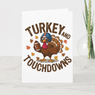 Carte Dinde de Thanksgiving et touchés Joueur de footll 