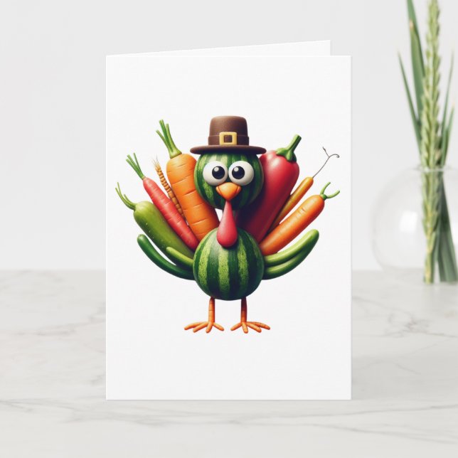 Carte Dinde de Thanksgiving faite de légumes (Devant)