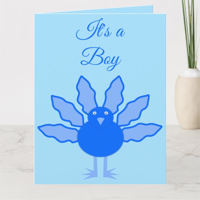 Carte Dinde de Thanksgiving Garçon Bébé Bleu Mignon Pers (Devant)