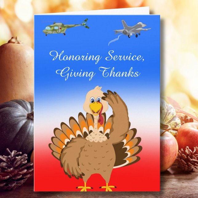 Carte Dinde de Thanksgiving militaire saluant  (Créateur téléchargé)