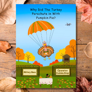 Carte Dinde de Thanksgiving parachutée dans une base mil