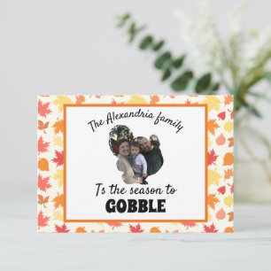 Carte Dinde de thanksgiving personnalisée photo saison p