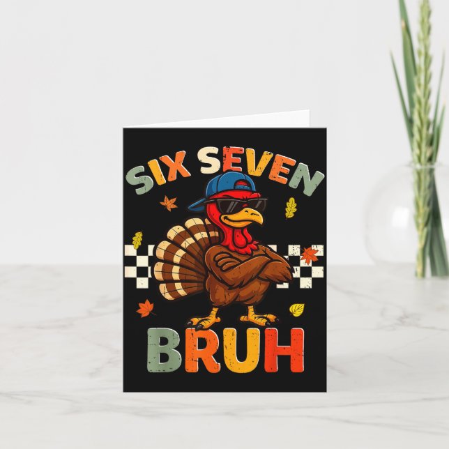 Carte Dinde drôle 6 7 Bruh Chemises de Thanksgiving Garç (Devant)