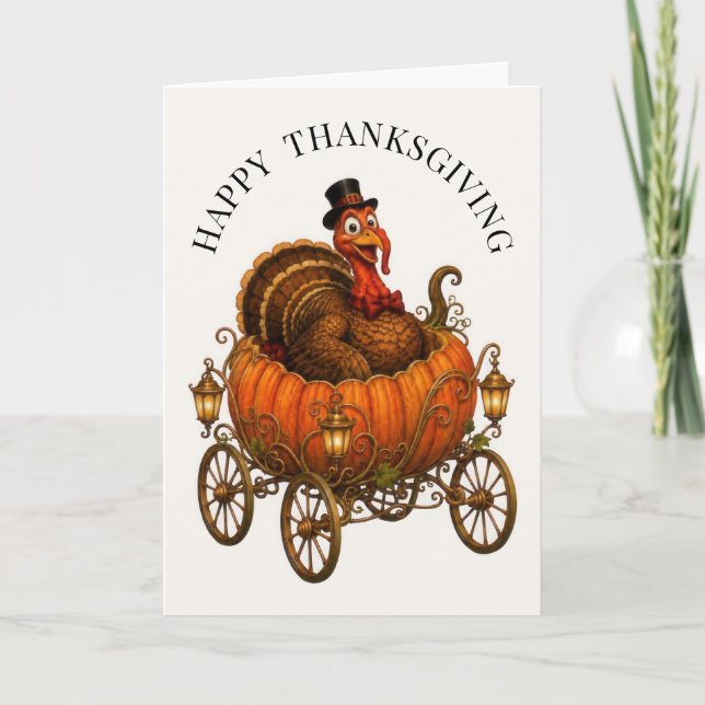 Carte Dinde drôle de citrouille de Thanksgiving (Devant)