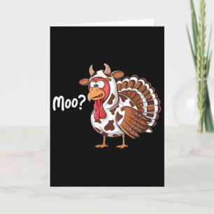 Carte Dinde drôle meuglement Thanksgiving vache fausse a