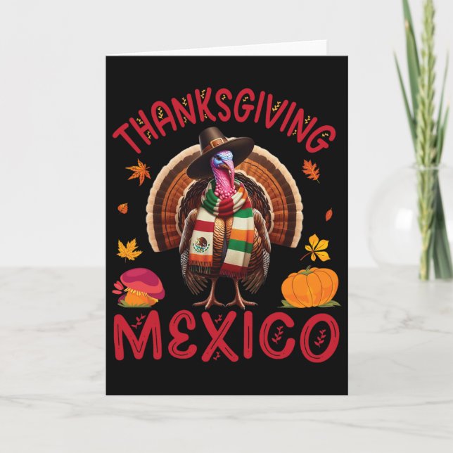 Carte Dinde festive avec une touche mexicaine Joyeux Tha (Devant)