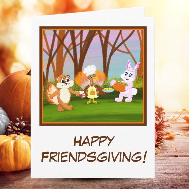 Carte Dinde Happy Friendsgiving avec Tamia, Lapin (Créateur téléchargé)