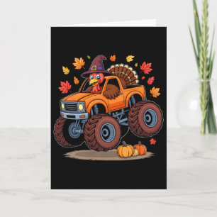Carte Dinde Monster Truck Action de grâce Pèlerin Tout-p