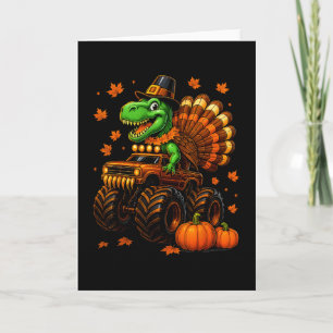 Carte Dinde Trex Monster Truck Dinosaure Chute Thanksgiv