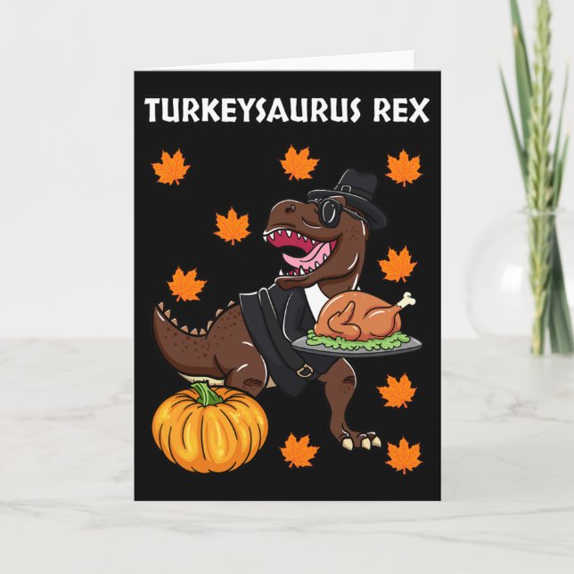 Carte Dindosaure Rex Jour de Thanksgiving Dinosaur Dinos (Devant)