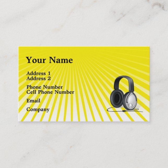 Carte d'industrie musicale - écouteurs - jaune (Devant)