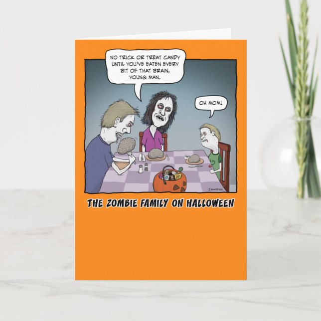 Carte Dîner de famille Zombie amusant Halloween (Devant)