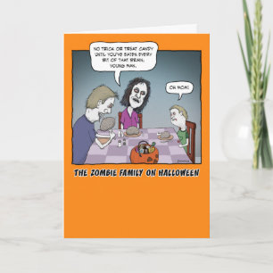 Carte Dîner de famille Zombie amusant Halloween