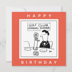 Carte Dîner de golf avec Cutlery in Golf Trolley Cartoon