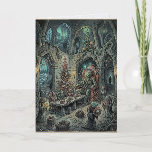Carte Dîner de Noël de Cthulhu, horreur Lovecraft