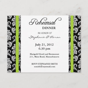 Carte Dîner De Répétition Lime Green Damask
