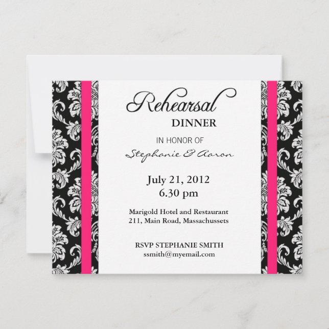 Carte Dîner De Répétition Rose Chaud (Devant)