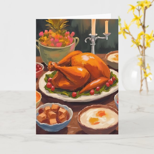 Carte Dîner de Thanksgiving  (Fleur jaune)