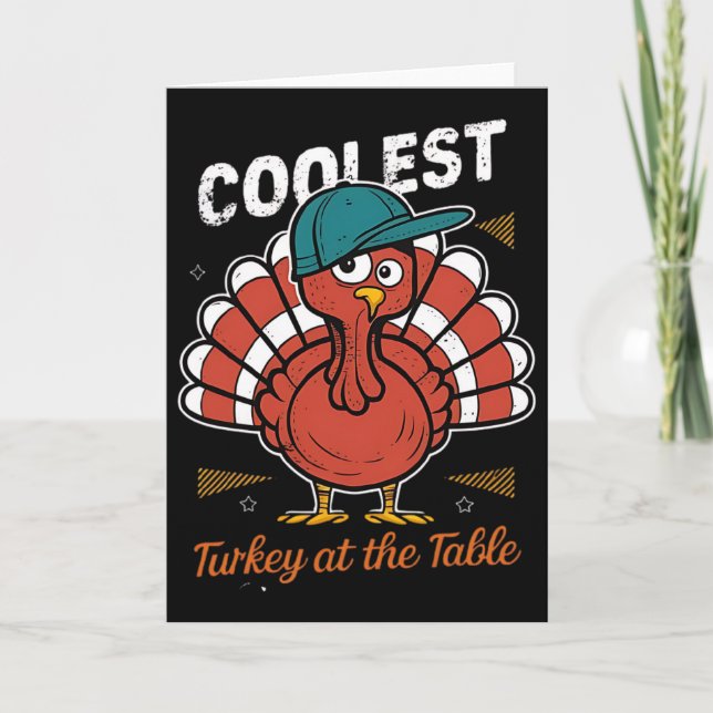 Carte Dîner de Thanksgiving Dinde la plus cool à table g (Devant)