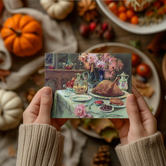 Carte Dîner de Thanksgiving vintage avec dinde