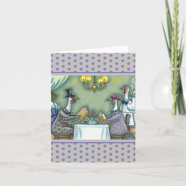 CARTE DÎNER FIN EN RESTAURANT TURC, HUMOUR SUR L'OISEAU  (Devant)