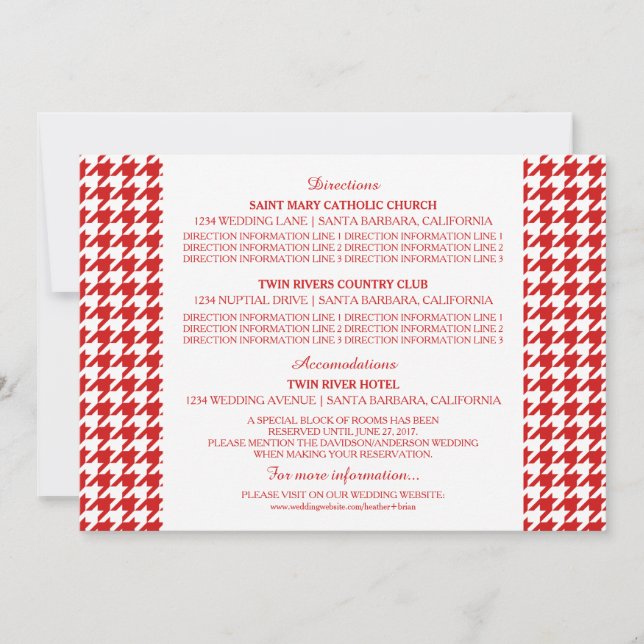 Carte d'information à carreaux rouge (Devant)
