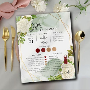 Carte d'information Bridesmaid du script de texte