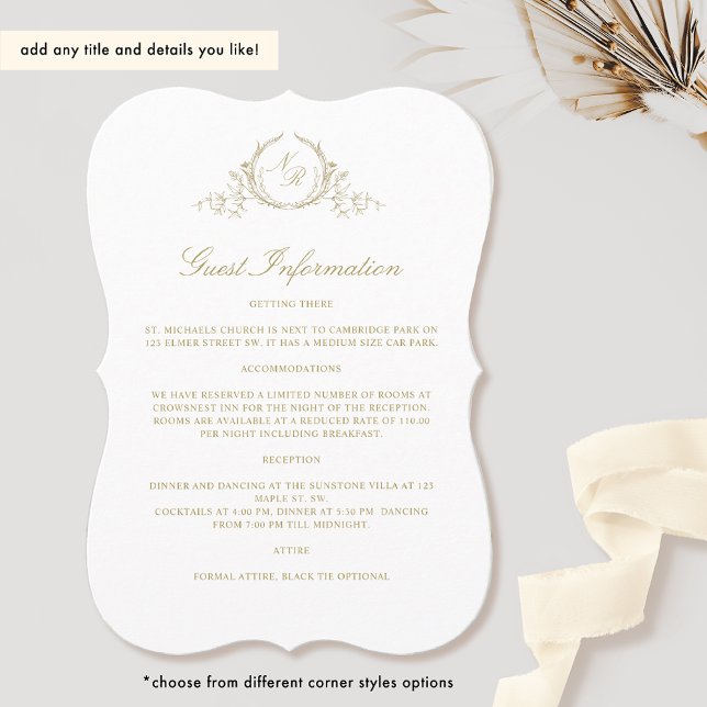 Carte d'information client Elégant Champagne Monog (Créateur téléchargé)