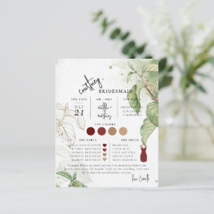 Carte d'information de Bridesmaid de script de tex