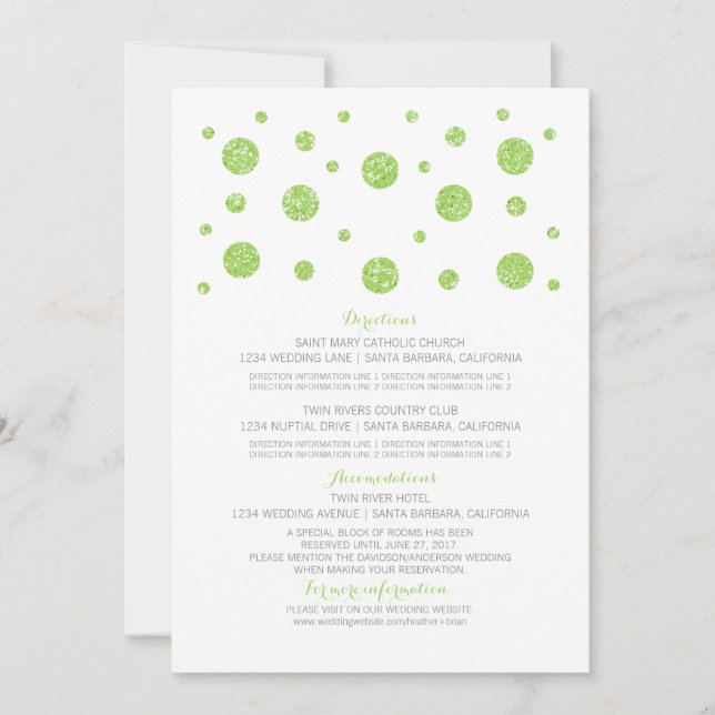 Carte d'information de mariage à confettis paillet (Devant)